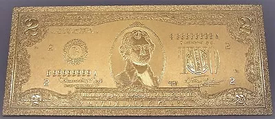 24K Gold USA 2 Dollar Bill Novelty Banknote As Pictured • $9.99