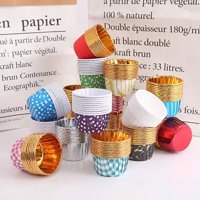 50 PCS Aluminum Foil Cup Cupcake Paper Baking Cups Muffin Cake Cases Wrappers • $4.56