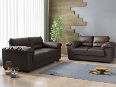 2 & 3 Seater Faux Leather Sofa Couch Settee Padded Settee Armchair FurnitureUK • £199.99