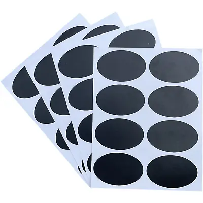 40x Oval Chalkboard Labels Reusable Craft Kitchen Jar Black Chalk Board Sticker • £3.35