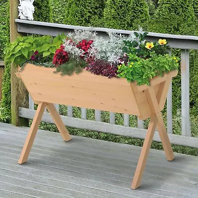 Elevated Flower Bed Planter - Fir Wood UV-resistant Liner Drainage Hole • £76.76