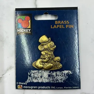 NOS Vintage Disney Brass Metal Mickey Mouse Top Hat Lapel Pin Monogram Products • $11.89