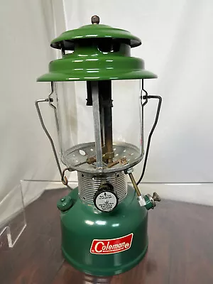 Vintage Green Coleman 220F Adjustable 2-Mantle Lantern Pyrex Glass USA 6/67 • $57