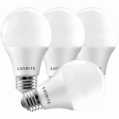 Luxrite A19 LED Bulbs 60W Equivalent Enclosed Fixture Rated 4000K E26 4-Pack • $12.99