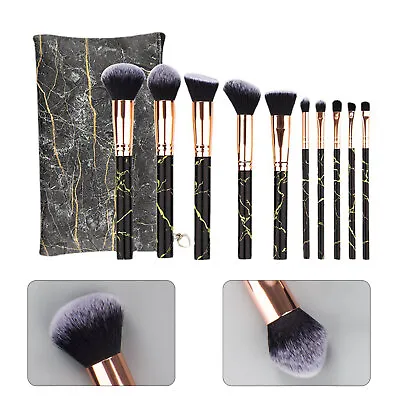 10pcs Makeup Brush Set Marble Make Up Brushes Foundation Brush With Bag • $7.59