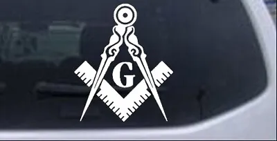 Masonic Square And Compass Car Or Truck Window Laptop Decal Sticker White 4X3.4 • $4.99