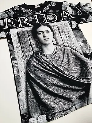 Vintage 00s FRIDA KAHLO All Over Print T Shirt Art Tee Diego Rivera Mexico Sz S  • $185