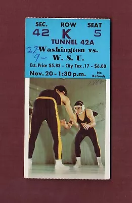 1965 UNIVERSITY OF WASHINGTON UW Vs.  W.S.U.  College Football Ticket 11/20/65 • $5