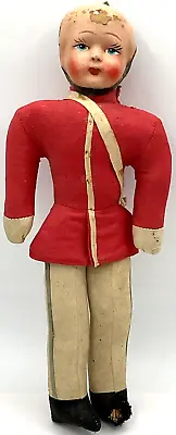 Antique 13” Soldier Doll Wood Shaving Stuffing Paper Mache Head - Needs Repair • $49.95