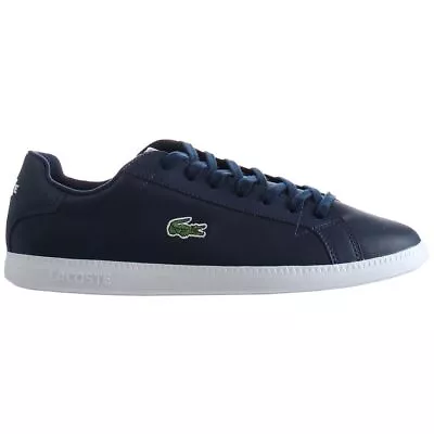Lacoste Graduate BL 1 SMA LaceUp Blue Smooth Leather Mens Trainers 37SMA0053 092 • £64.99