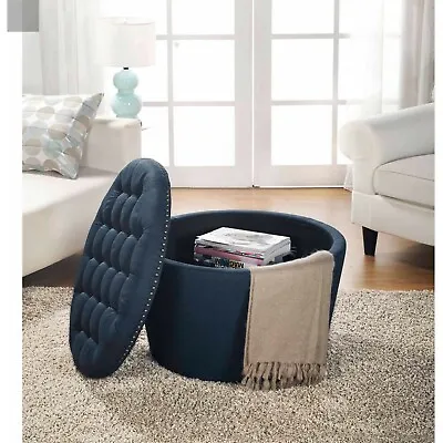 $174.47 • Buy Storage Ottoman Round Tufted Ottoman Foot Rest Foot Stool For Living Room Navy