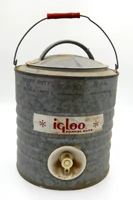 Vintage Igloo 2 Gallon Perm-A-Lined Galvanized Industrial Steel Metal Cooler USA • $42.49