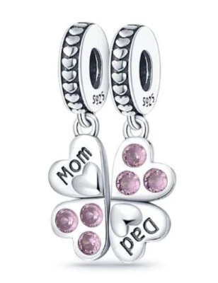 $25.95 • Buy MOM AND DAD DANGLE (2 Charms)  S925 Sterling Silver Charm By Charm Heaven