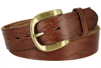 Vintage One Piece Full Grain Leather Western Engraved Casual Belt 1-1/2  Wide  • $16.97