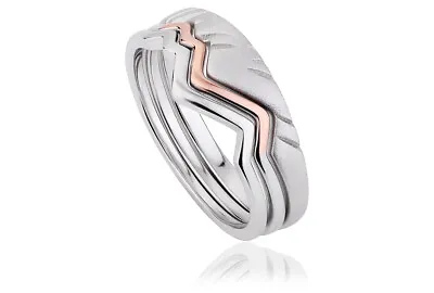 £39 • Buy NEW Official Welsh Clogau Silver & Rose Gold Cynefin Ring SIZE J £90 OFF!