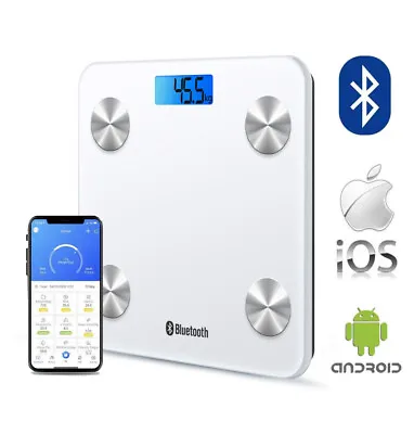 Smart Digital Bathroom Body Fat Scale 180KG Bluetooth Scales Weight BMI Water • $36.99