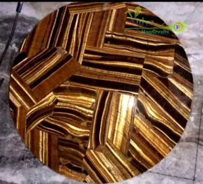 24  Marble Center Table Top Tiger Eye Random Inlay Art Mosaic Home Garden Decor • $800.28