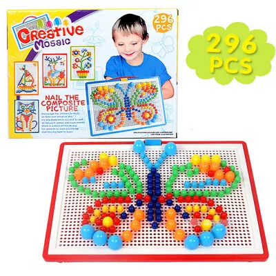 296Pc/set Kids Peg Board Jigsaw Puzzle Mushroom Nails DIY Educational Toys Gift • $10.97