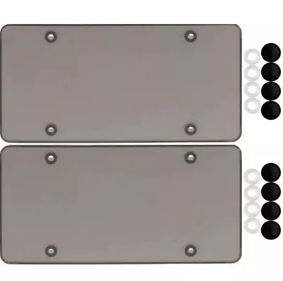 $9.95 • Buy 2 Smoke Flat License Plate Cover Bug Shield Tinted Plastic Tag Protector & Caps