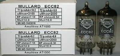 ECC82 Mullard  O  Getter Made In Gt.Britain Amplitrex Tested Qty 1 Match Pair • $150