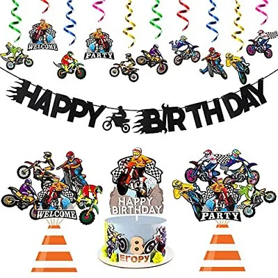 42Pcs Dirt Bike Party Decoration Kit Motocross Party Hangling Swirls Dirt Bik... • $14.60