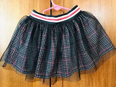 Disney Minnie Mouse Black Tulle Over Plaid Tutu Racer Waist Skirt 3Toddler • $5.09