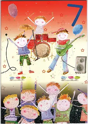 Birthday Card For Seven Year Old - 7 Yrs - Live Band - Music Theme Boy Or Girl • £2.45