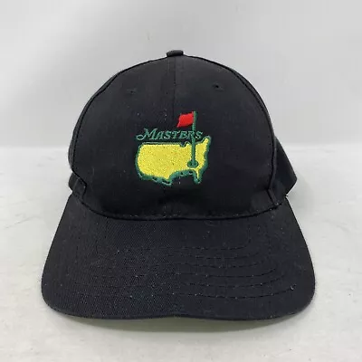 VTG Masters Golf Black Leather Strap Rare Adjustable Hat Cap Made In USA • $65