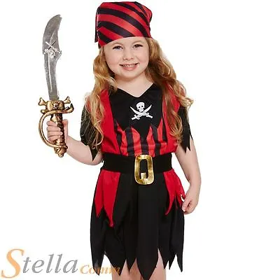 Girls Toddler Pirate Girl Fancy Dress Costume Sailor Book Week Outfit Age 2-3 • £7.49