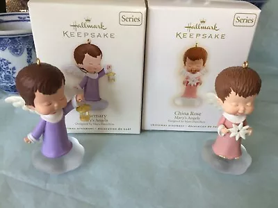 Hallmark ROSEMARY & CHINA ROSE MARY'S ANGELS SERIES ORNAMENTS 21st & 22nd MINT • $19.99