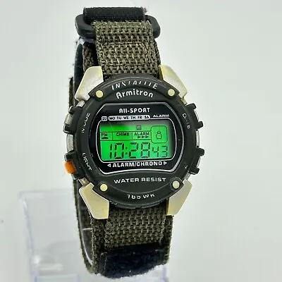 Vintage 1990s Men's ARMITRON Instalite Digital LCD Alarm Chrono Watch 40/6623 • $19.99