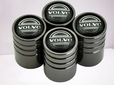 For Volvo Wheel Tire Valve Caps Stems Air Dust Caps Black Chrome 4pcs • $31.99
