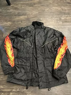 Himalaya Motor Bike Wear Motorcycle Rain  Jacket XS Reflective W/ Flames Sleeves • $28.60