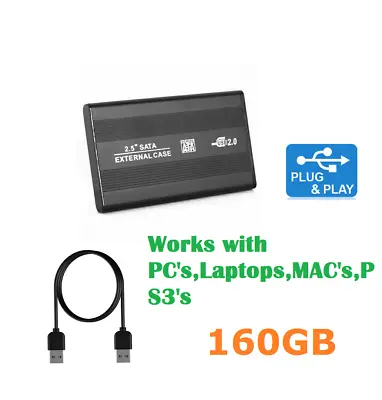 £14.59 • Buy External 2.5  SATA 3 Hard Drive 7200rpm 160GB PC LAPTOP MAC PS3  