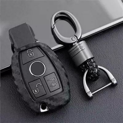 For Mercedes-Benz Carbon Fiber Smart Car Key Case Cover Fob Holder Accessories • $5.19