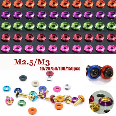 10~150PCS Aluminum M2.5 M3 Anodized Round Head Socket Cap Bolt Washers Gasket • $8.79