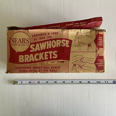 Vintage Pair Of Sears Sawhorse Brackets In Original Box - Made In USA • $16.14