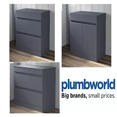 Bathroom Vanity Unit Floor Standing Countertop Basin Furniture Grey 600mm 800mm • £159