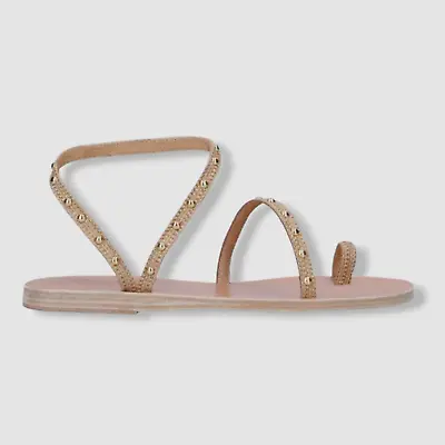 $295 Ancient Greek Sandals Women's Beige Apli Eleftheria Studded Sandal Shoes 40 • $82.78