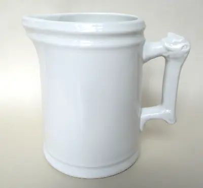 ANTIQUE White Ironstone Farmhouse MILK PITCHER 1 Quart Chunky Heavy • $45