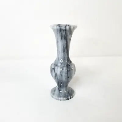 Marble Vase Turned White Gray Marmeren Vaas 1970's 3  Base 10  Tall Vintage • $15.40
