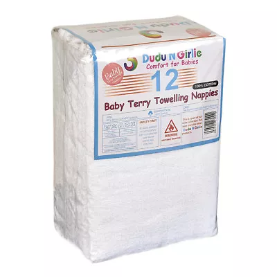 12 X Premium  Quality Baby Terry Towelling Nappies Super Soft100% Cotton • £13.99