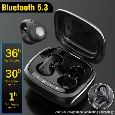 TWS Bluetooth Wireless Bone Conduction Headphones Clip Ear Headset Sport Earbuds • $25.64