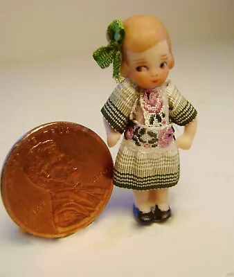 Dollhouse Miniature Porcelain Small Doll Sweet Attitude 1:12 1:24 Vintage • $29