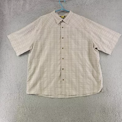 Cabelas Shirt Mens 2XL XXL Gray Plaid Button Up Short Sleeve Outdoors Casual • $9.48