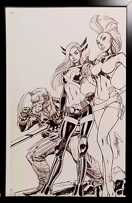 X-Men Storm Magik J Scott Campbell 11x17 FRAMED Original Art Poster Marvel Comic • $49.95