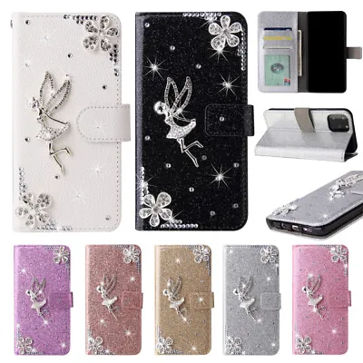 3D Bling Angel Diamond Wallet Phone Case For Samsung S20 FE S 6 7 8 9 Plus S10E • $13.19