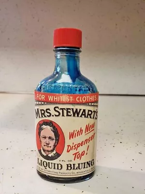 Vintage 4 Oz Mrs. Stewart's Liquid Bluing  Bottle 1963 • $20