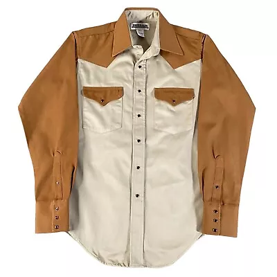 Vintage Drysdales Pearl Snap Shirt Mens Small Brown Tan Western Rodeo Cowboy • $24.99