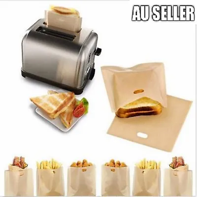 $3.99 • Buy 2Pcs Toast Pocket Bag Non-Stick Reusable Toaster Sandwich Baking Pouch Kitchen